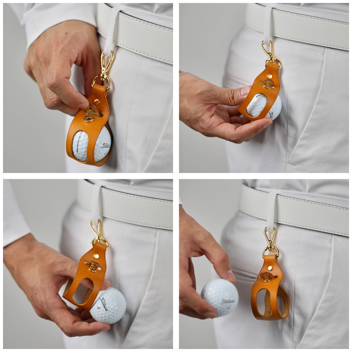 LEATHER SINGLE BALL POUCH - Carendy