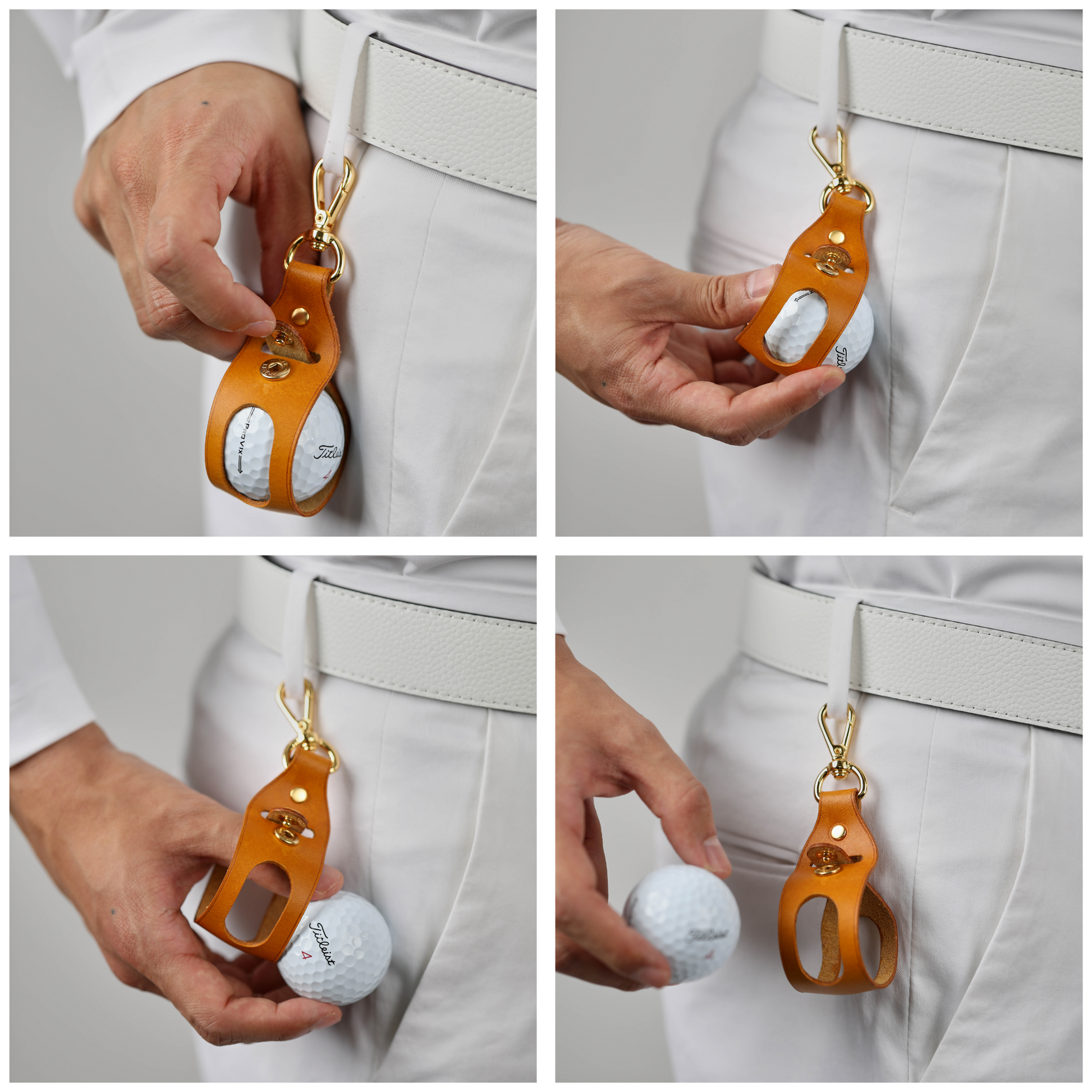 LEATHER SINGLE BALL POUCH - Carendy