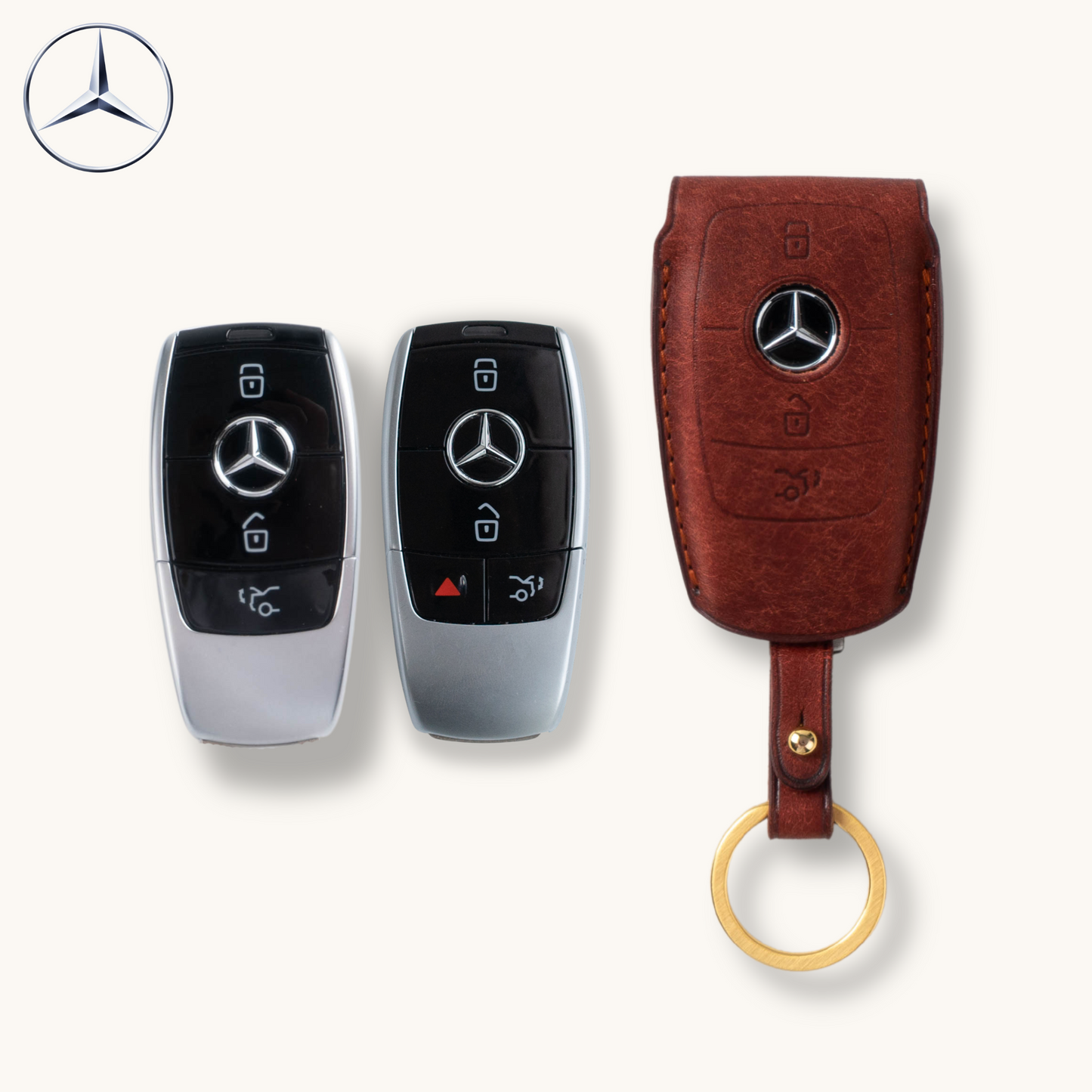 BENZ CARKEY LEATHER CASE (BZ2_3,4 Button) - Carendy